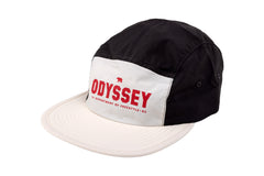 Odyssey Campus Nylon 5-Panel Camper Hat (Off-White/Black w/ Red Screen Print)