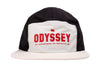 Odyssey Campus Nylon 5-Panel Camper Hat (Off-White/Black w/ Red Screen Print)