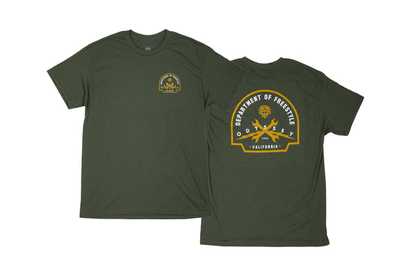 Odyssey Service Tee (Sage Green with White/Gold Ink)