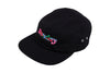 Sunday Classy Scribble 5-Panel Camper Hat (Black w/ Multicolor Embroidery)