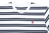 Odyssey Stitched Monogram Striped Tee (Navy/White with Burgundy Stitch)